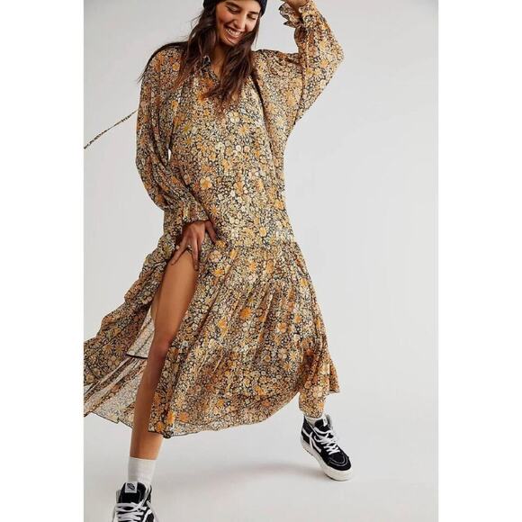 Free People Floral Maxi Dress - Yellow and Blue - Picture 3 of 16